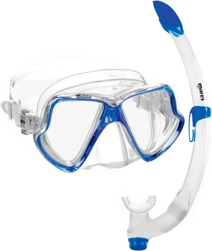 Vista 5 de Mares Adult Combo Wahoo Snorkeling Gear Set, Double-Lens Wide Vision Mask, Ergonomic Fiji Snorkel w/Flexible Tube & Silicone Mouthpiece, 411745