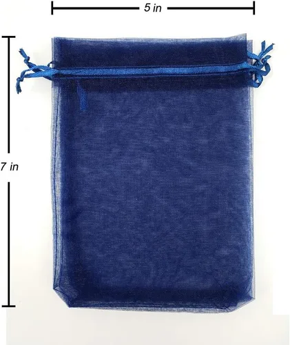 Vista 6 de Stratalife Bolsas de organza de malla de 5 x 7 pulgadas con cordón, 100 Azul marino 5x7 pulgadas