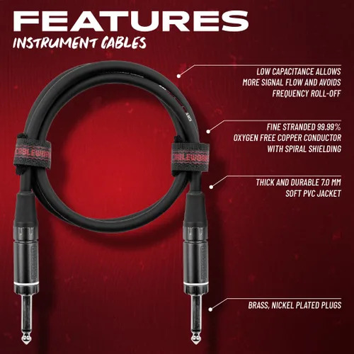 Vista 2 de Cableworks by Gator Cases Composer Series Deluxe 3 pies recto a recto cable para instrumentos de guitarra (GCWC-INS-03)