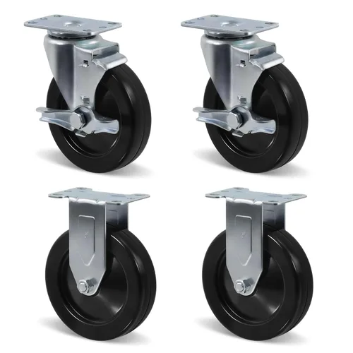 Vista 22 de Juego de 4 ruedas giratorias de 3 pulgadas, ruedas giratorias resistentes, ruedas de goma dura para muebles de camión de plataforma, carrito móvil