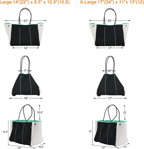 Vista 5 de QOGiR Bolsa de playa multiusos de neopreno con bolsillo interior con cierre de cremallera