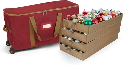 Vista 56 de Covermates Keepsakes Bolsa de almacenamiento ajustable para adornos, con asas de transporte, protección acolchada, ruedas dobles, almacenamiento