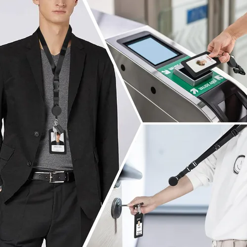 Vista 5 de DELSWIN Cordón Retractil Resistente - Paquete de 2 Cordones Separables para Llaves de Insignias de Identificación, Llavero Retractil con Carrete
