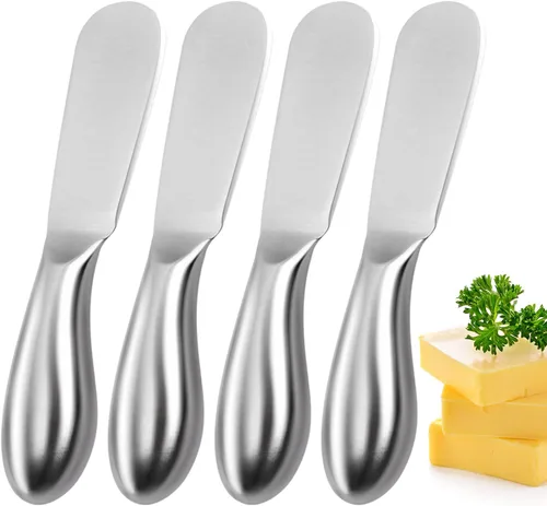 Vista 9 de Cuchillo de Mantequilla Cuchillo Esparcidor de Mantequilla Cuchillo de Mantequilla Dorado Juego de 4 Cuchillos Esparcidores de Queso Cuchillos