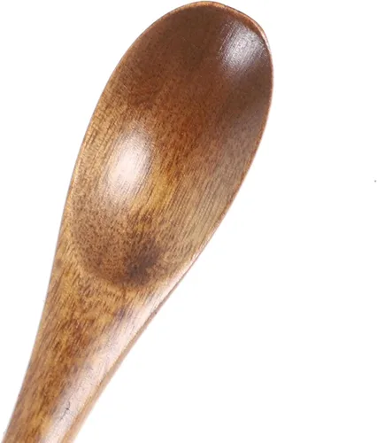 Vista 6 de Operitacx 4 cucharas de madera, cucharas de mezcla de madera de mango largo a granel, cucharas de té largas para cuchara de miel, mezcla, agitar