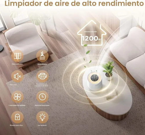 Vista 6 de Purificadores de aire para el hogar habitaciones grandes de hasta 1200 pies cuadrados, MOOKA H13 True HEPA Purificador de aire para dormitorio