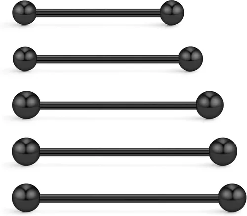 Vista 3 de Ruifan 5 aretes industriales para cartílago de barra de calibre 14, joyería de piercing corporal de 1.102 in, 1.260 in, 1.378 in, 1.496 in, 1.575 in