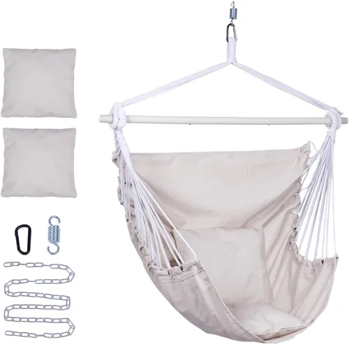 Vista 11 de Backyard Expressions Silla Hamaca Colgante con Cojines y Kit para Colgar – Capacidad de 500 lb, Tela de Mezcla de Algodón, para Uso