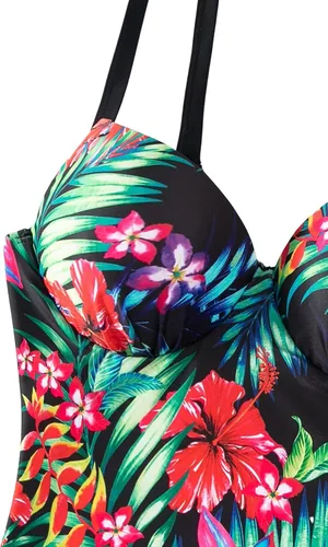 Vista 4 de Floerns Traje de baño tankini de 2 piezas con estampado tropical y tirantes delgados para mujer
