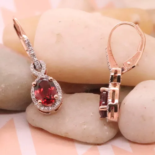 Vista 5 de Dazzlingrock Collection - Pendientes colgantes para mujer diseño de infinito color oro rosa
