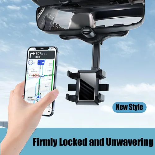 Vista 3 de Soporte giratorio y retráctil de 360° para el espejo retrovisor del coche, soporte universal multifuncional ajustable para teléfonos, soporte