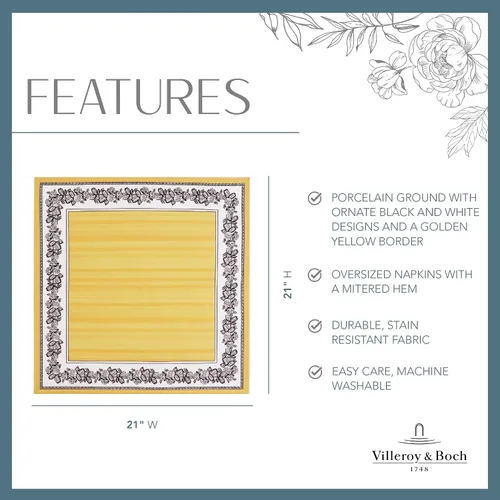 Vista 11 de Villeroy and Boch Audun - Manteles individuales reversibles de tela de algodón estampados, 14 x 20 pulgadas, juego de 4 Multicolor