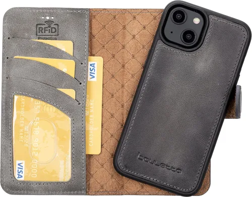 Vista 10 de BOULETTA Funda para iPhone 13 Pro de piel, magnética, desmontable, bloqueo RFID, compatible con Magsafe con 3 ranuras para tarjetas y soporte de 6.1