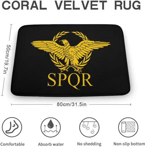 Vista 3 de Alfombra de baño gruesa con bandera del Imperio Romano del Senado SPQR, antideslizante, tapete de baño de terciopelo coral para puerta, 19.7 x 31.5