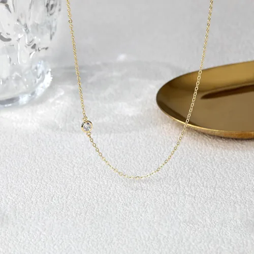 Vista 7 de TEWIKY - Collares bañados en oro de 14 quilates para llevar escalonados, cadena con dije de diamante y gargantilla con eslabones cubanos, delicado