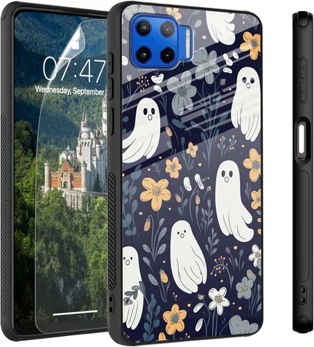 Vista 94 de Funda para Motorola Moto Edge 2022, cubierta trasera de vidrio templado con protector de pantalla, funda protectora a prueba de golpes para Motorola