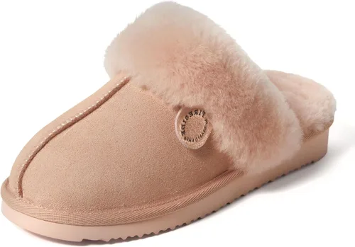Vista 79 de Dearfoams Fireside Sydney Pantuflas anchas de piel de oveja para mujer, para interiores y exteriores