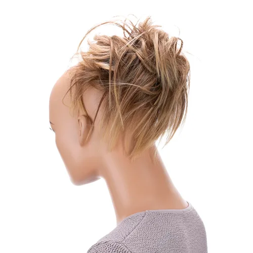 Vista 31 de CAISHA Prettyshop - Banda elástica XXL tipo postizo de cabello voluminoso ondulado, ideal para peinados recogidos de novias o rodetes desaliñados