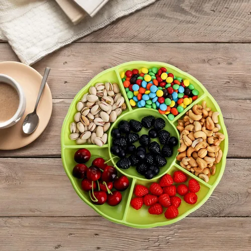 Vista 9 de Frcctre Paquete de 20 platos desechables de plástico para servir aperitivos, 12 pulgadas, 6 seccionales divididos para aperitivos, nueces, dulces