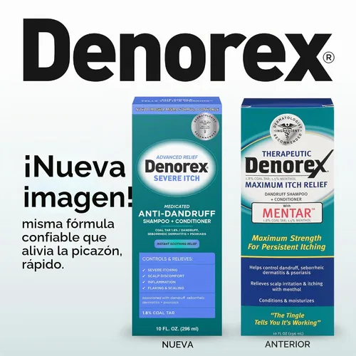 Vista 2 de Denorex Champú y acondicionador anticaspa severa para picazón, 10 fl oz