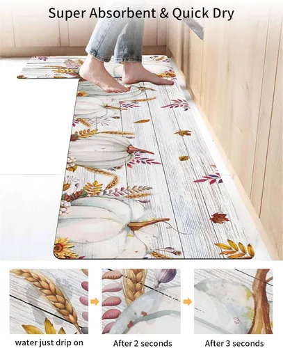 Vista 4 de Tapete de baño de calabaza blanca para bañera, antideslizante, de secado rápido y absorbente, de tierra de diatomeas, para fregadero de cocina