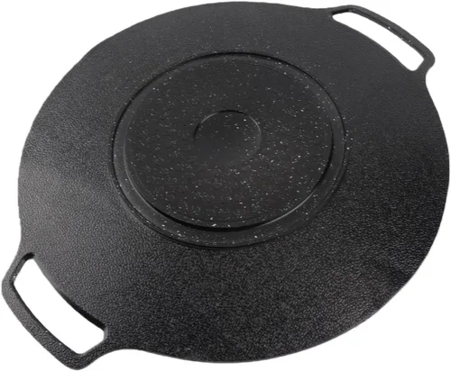 Vista 2 de Keenso Korean BBQ Grill Pan, Round Griddle, Non Stick 6 Layer Coating, Black