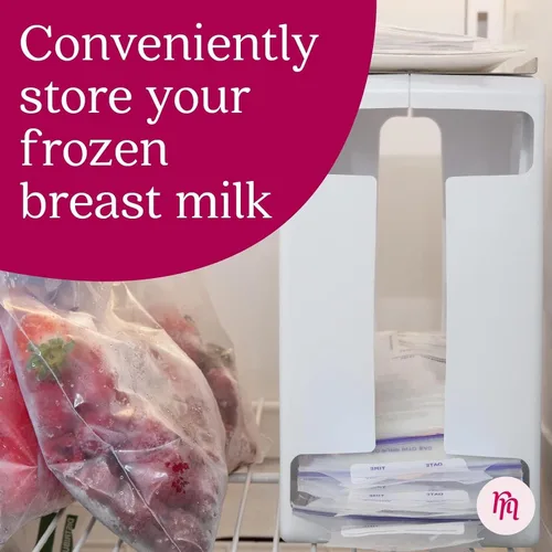 Vista 2 de Nurse & Nourish Torre de almacenamiento de leche materna y contenedor organizador para congelador, estante que ahorra espacio para bolsas