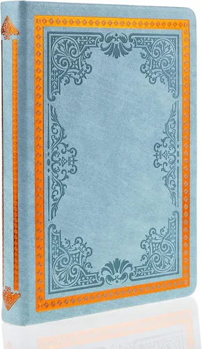 Vista 8 de Mazeran Diario vintage, tapa dura de piel sintética, cuaderno de escritura retro en relieve, agenda personal con forro universitario, 5.5 x 7.7