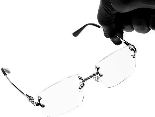 Vista 3 de Lentes de moda estilo hip hop vintage retro transparente para hombre con marco plateado