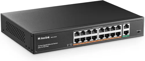Vista 11 de MokerLink Conmutador PoE de 4 puertos, 1 Gigabit Uplink, 1 SFP, IEEE802.3af/at 75W, detección de IA PoE Watchdog, QoS, interruptor Ethernet Plug &