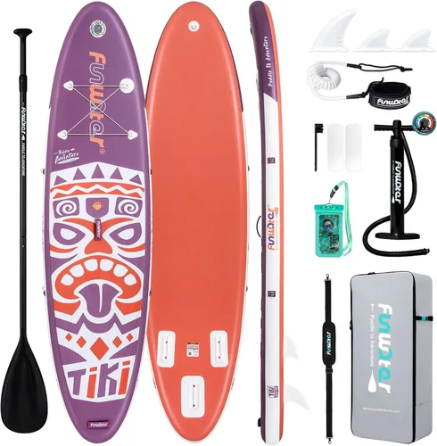 Vista 11 de FunWater Inflatable Stand Up Paddle Board with Beginners SUP Accessories 10'6'' SUP,Anti-Slip EVA Deck,200-450lbs Capacity/Big Fin，Inflatable