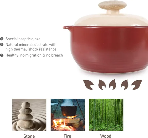 Vista 4 de Estufa de cerámica Neoflam Kiesel 1QT, utensilios de cocina, Kiesel, L, Ciruela