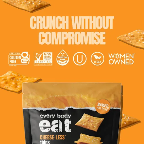 Vista 3 de Every Body Eat Snack Cracker Thins, sin queso, sin gluten, vegano, sin lácteos y sin aceite de semillas, 4 onzas