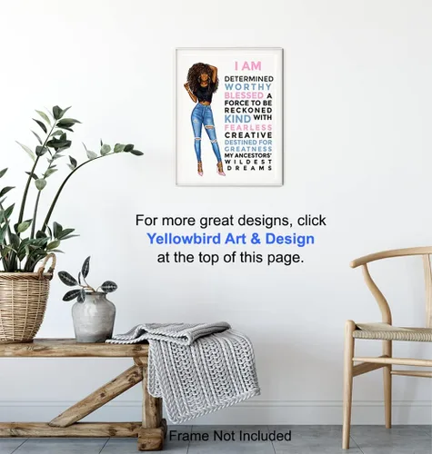 Vista 6 de Arte de pared negro motivacional para mujeres latinas hispanas étnicas afroamericanas, citas inspiradoras positivas, póster de decoración del hogar