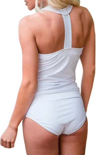 Vista 2 de ROSKIKI Traje de baño sin mangas para mujer, tankini retro para surfear
