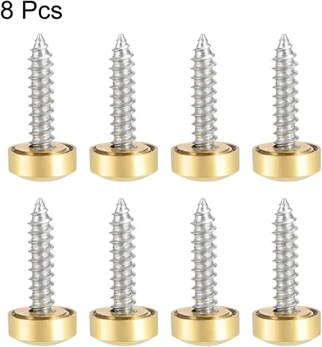 Vista 4 de uxcell Tornillos de espejo tapas decorativas cubierta clavos oro pulido 0.394 in 8pcs