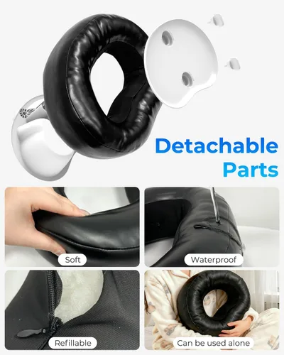Vista 5 de Soporte de almohada para tableta con forro de almacenamiento, cuero sintético, soporte estable para dispositivos de 6.1 a 15.6 pulgadas, impermeable