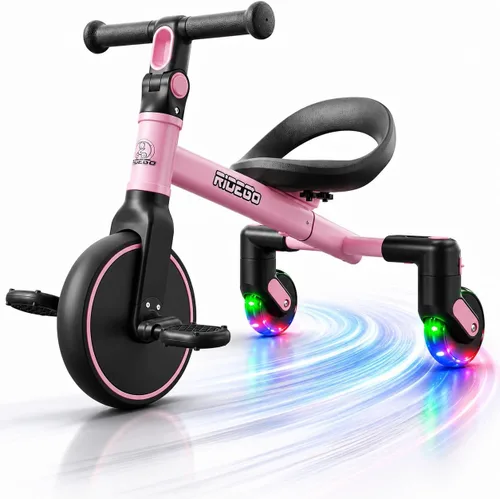Vista 8 de Ridego Triciclo 3 en 1 para niños de 2 a 5 años, modos de caminante, pedal Blanco