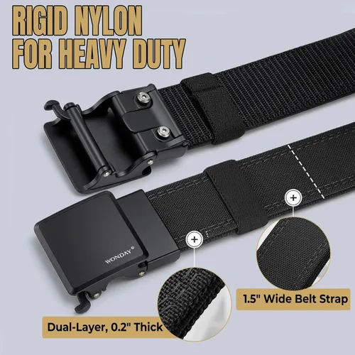 Vista 3 de WONDAY Men Gun Belt Concealed Carry 1.5" Rigid Stiff Work CCW EDC Tactical Ratchet Nylon Heavy Duty Belt Holster Tool Battle