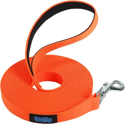 Vista 9 de Vivifying Correa impermeable para perro, correa de entrenamiento para perros de 20 pies, correa duradera con revestimiento de PVC, correa larga