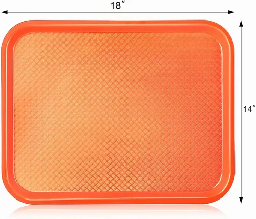 Vista 2 de New Star Foodservice Bandeja de comida rápida, juego de 12 (naranja, 14 x 18 pulgadas)