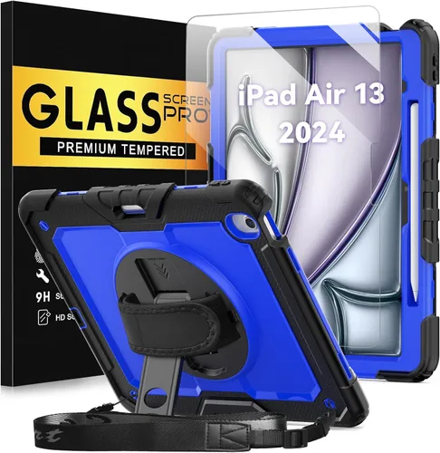 Vista 14 de BLOSOMEET Funda para iPad Air de 11 pulgadas M3 2025 y M2 2024 con protector de pantalla de vidrio templado y soporte para lápiz, funda para iPad