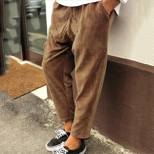Vista 2 de Pantalones de vestir de Navidad para hombre, diseño de árbol de Navidad, copo de nieve, Papá Noel, parte delantera plana, pantalones de negocios