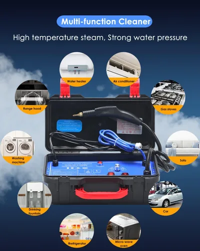 Vista 9 de Moongiantgo Limpiador de vapor de alta presión, 1700 W de potencia de alta temperatura portátil de limpieza de mano para detalles de automóviles