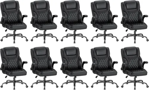 Vista 18 de Silla de oficina ejecutiva, cómodas sillas ergonómicas de escritorio para computadora con reposabrazos abatibles, soporte lumbar, respaldo alto