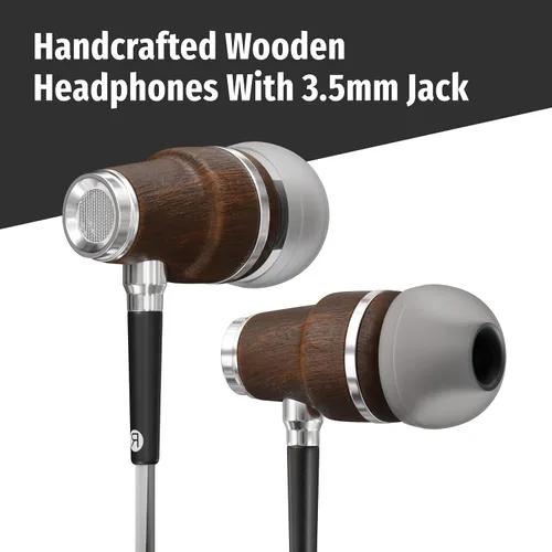 Vista 2 de Auriculares sintonizados NRG 3.0 Premium Madera aisladores de sonido, con micrófono y control de volumen, estilo madera