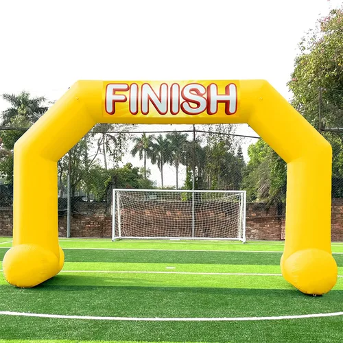 Vista 14 de Arco inflable de 20 pies de línea de acabado verde con potente soplador, arco inflable hexagonal al aire libre para carreras de 5 K, fiesta