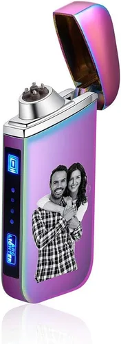 Vista 10 de Fortheday Encendedor eléctrico personalizado para hombres, encendedor grabado personalizado con encendedores recargables por USB para el día