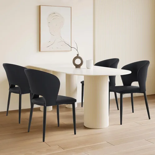 Vista 11 de Homcosan Juego de 2 sillas de comedor, modernas sillas de cocina con estructura cruzada y exquisito diseño de tuberías, fácil montaje, sillas