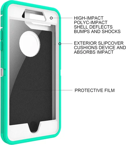 Vista 3 de Mgx Funda resistente para iPhone 8 Plus [protector de pantalla integrado] y funda de defensa de triple capa a prueba de golpes a prueba de caídas